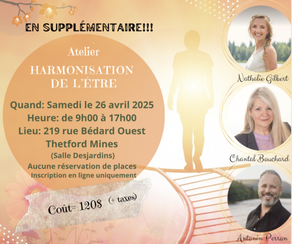 Atelier Harmonisation de l'Être 26 avril 2025